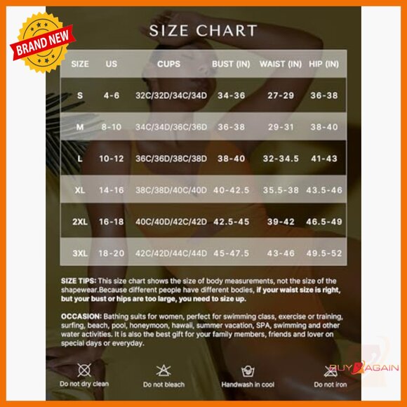 Large Tummy Control One Piece Swimsuit Push Up Built-in Bra Adjustable Straps - Picture 6 of 7